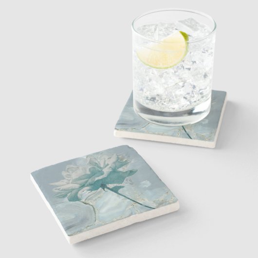 Turquoise Roos Abstract Onderzetter (Zijkant)