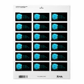 Turquoise Roos Adresetiketten Etiket (Full Sheet)