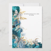 Turquoise roos butterfly blue Silver Goud bruiloft Kaart (Achterkant)
