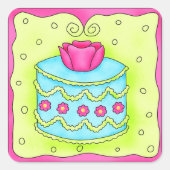 Turquoise Roos Cake Sticker (Voorkant)