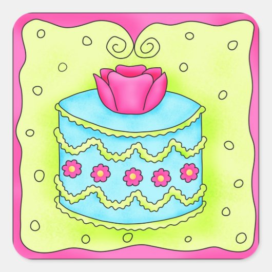 Turquoise Roos Cake Sticker (Voorkant)