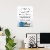Turquoise Roos Chic Unplugged Wedding Ceremony Poster (Thuiskantoor)