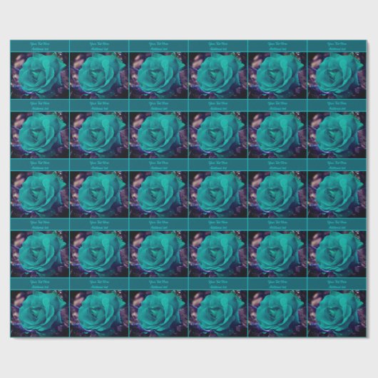 Turquoise Roos Flower gepersonaliseerd Cadeaupapier (Vlak)