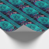 Turquoise Roos Flower gepersonaliseerd Cadeaupapier (Hoek)