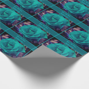 Turquoise Roos Flower gepersonaliseerd Cadeaupapier