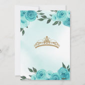 Turquoise Roos Gold Butterfly Quinceañera Birthday Kaart (Achterkant)