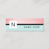 Turquoise Roos Gold Monogram Mini Visitekaartje (Voorkant)