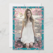 Turquoise Roos Goud Bloemen VERRASSING Sweet 16 Kaart (Achterkant)