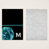 Turquoise Roos Monogram Cadeau Labels of vouw een  Visitekaartjes (Voorkant /achterkant)
