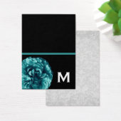Turquoise Roos Monogram Cadeau Labels of vouw een  Visitekaartjes (Bureau)