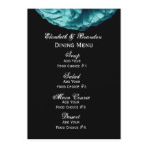 Turquoise Roos Wedding Menu