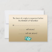Turquoise Rose Boeket Gouden Bruiloft RSVP Kaartje (Achterkant)