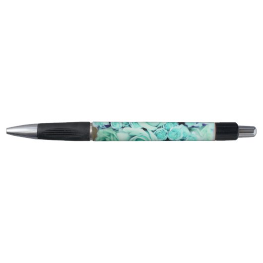 Turquoise Rose Bouquet Flower Pen (Voorkant)