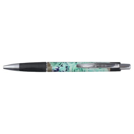 Turquoise Rose Bouquet Flower Pen (Achterkant)