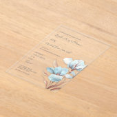 Turquoise Rose Gold 3D Flowers White Acryl Uitnodigingen (Laagn)