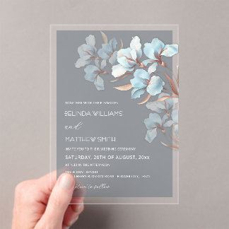 Turquoise Rose Gold Artistic Flowers  Invitation Acryl Uitnodigingen