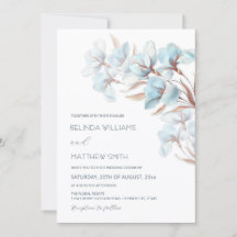 Turquoise Rose Gold Artistic Flowers Invitation
