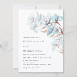 Turquoise Rose Gold Artistic Flowers  Invitation Kaart