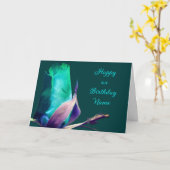 Turquoise Rosebud bloem gepersonaliseerde verjaard Kaart (Gele Bloem)