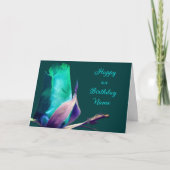 Turquoise Rosebud bloem gepersonaliseerde verjaard Kaart (Voorkant)