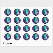Turquoise Rosebud Flower Abstract Ronde Sticker (Vel)