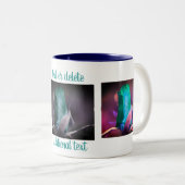 Turquoise Rosebud Flower Art gepersonaliseerd Tweekleurige Koffiemok (Voorkant rechts)