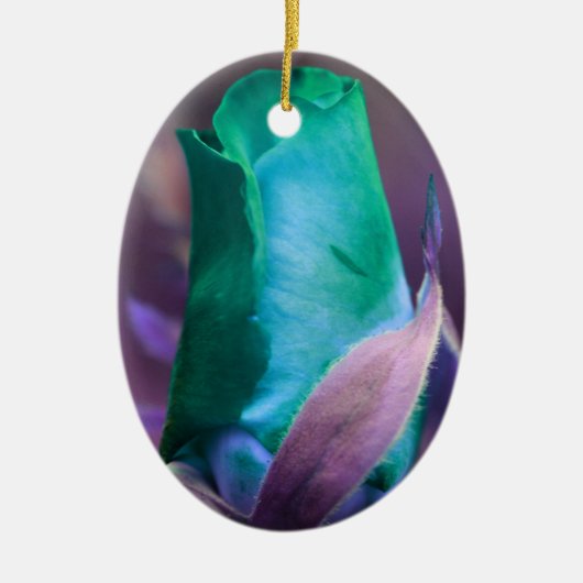 Turquoise Rosebud Flower Ornament (Voorkant)