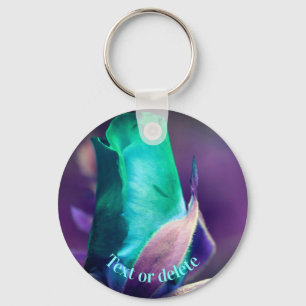 Turquoise Rosebud Flower Personalized Sleutelhanger