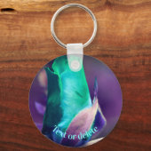 Turquoise Rosebud Flower Personalized Sleutelhanger (Achterkant)