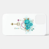 Turquoise Roses with Keys Case-Mate iPhone Case (Achterkant (horizontaal))
