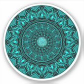 Turquoise Round Mandala elegant Sticker (Voorkant)