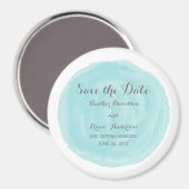 Turquoise Round Waterverf Save the Date Magnet (Voorkant / Achterkant)
