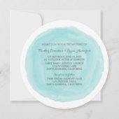 Turquoise Round Waterverf Wedding Invite Kaart (Voorkant)