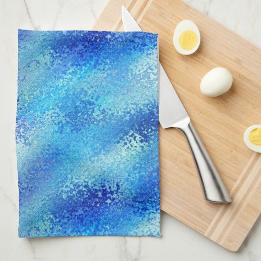Turquoise & Royal Blue Artistic Abstract Texture Theedoek (Quarter Fold)