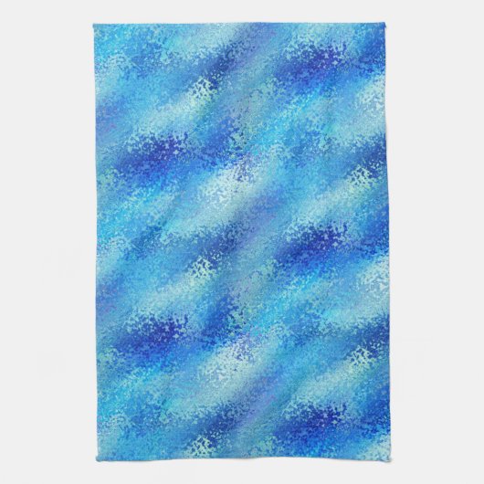Turquoise & Royal Blue Artistic Abstract Texture Theedoek (Verticaal)