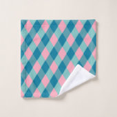 Turquoise & roze Argyle Pattern Bad Handdoek (Wasdoekje)