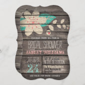 Turquoise Roze Bloem op Rustiek Hout Vrijgezellenf Kaart (Voorkant / Achterkant)