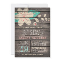 Turquoise & Roze Bloem, Rustiek Hout Baby shower