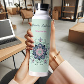 Turquoise & Roze Bloemen Mandala Doodle Waterfles