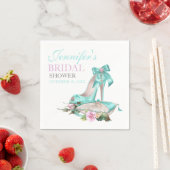 Turquoise & Roze Bruidsfeest Schoen & Roos Servetten (Insitu)