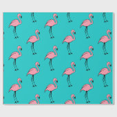 Turquoise Roze Flamingo Cadeaupapier (Vlak)