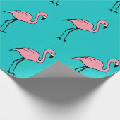 Turquoise Roze Flamingo Cadeaupapier (Hoek)