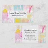 *~ Turquoise Roze Geel Abstract Pastel Modern Visitekaartje (Voorkant / Achterkant)