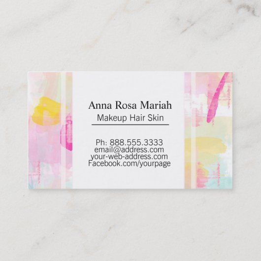*~ Turquoise Roze Geel Abstract Pastel Modern Visitekaartje (Achterkant)