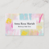 *~ Turquoise Roze Geel Abstract Pastel Modern Visitekaartje (Voorkant)