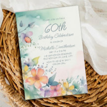 Turquoise Roze Gele Pastel Bloemen 60e Verjaardag