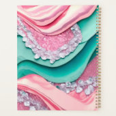 Turquoise roze glamoureuze glitter nieuw jaar planner (Achterkant)