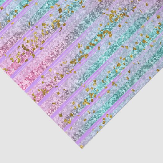turquoise & roze glitter Sparkles Stripes Tissuepapier (Detail)