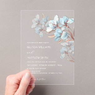 Turquoise Roze Gouden Artistieke Bloemen Uitnodigi Acryl Uitnodigingen