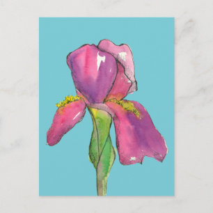 Turquoise roze irisbloem briefkaart